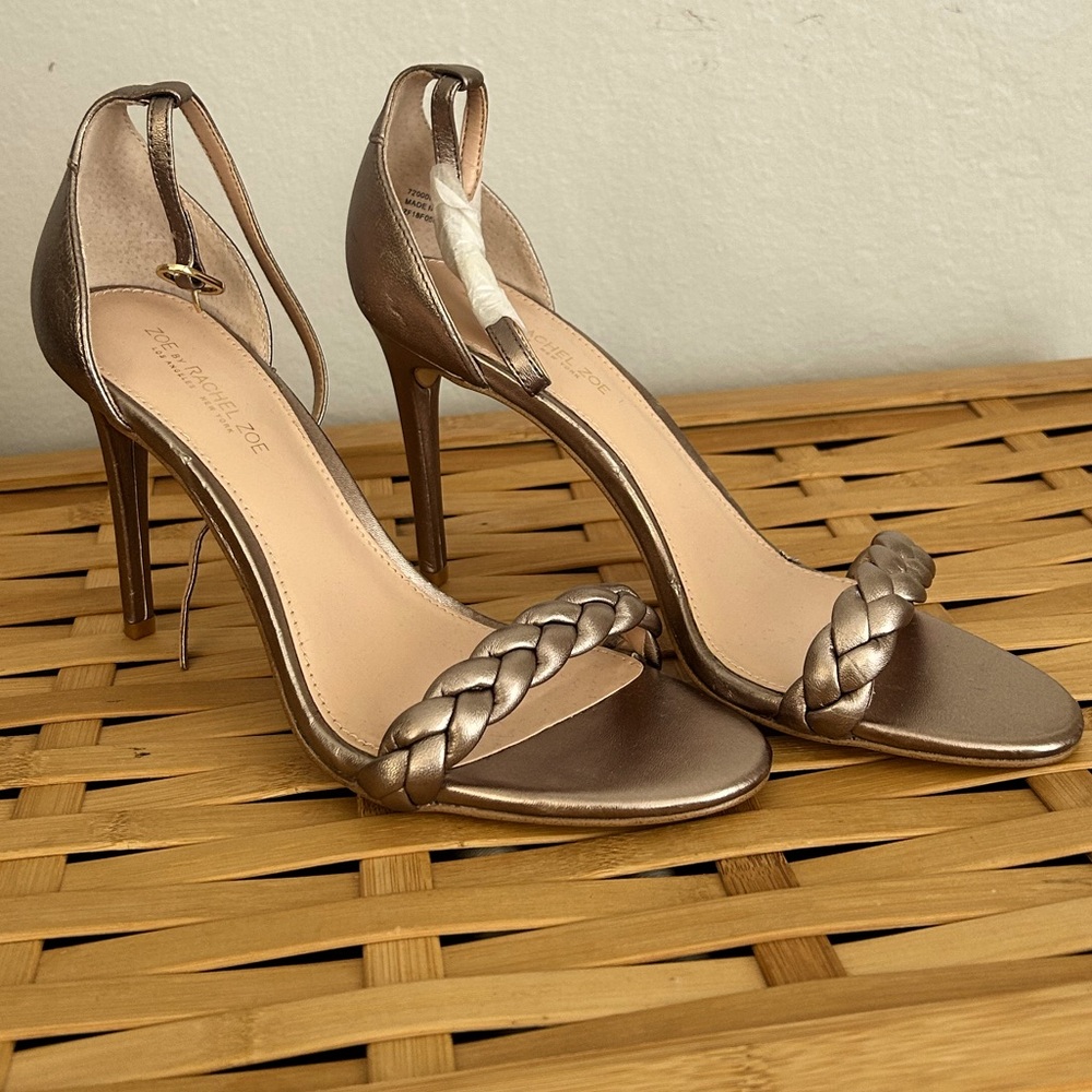 Rachel Zoe ankle strap heel sandal. Never worn. Bronze Gold. Ella Heel